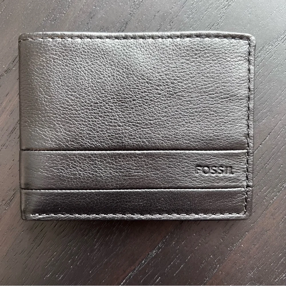 Fossil LUFKIN Black Leather Bifold Wallet